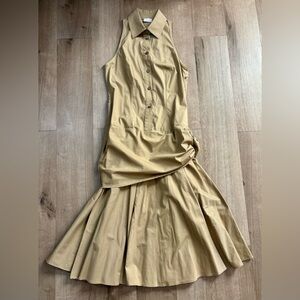Women’s Valentino Sleeveless Long Brown Pleated Dress - Size 42/6